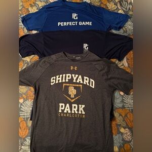 Set of (3) baseball dry fit T-Shirts - Perfect Game and Shipyard Park